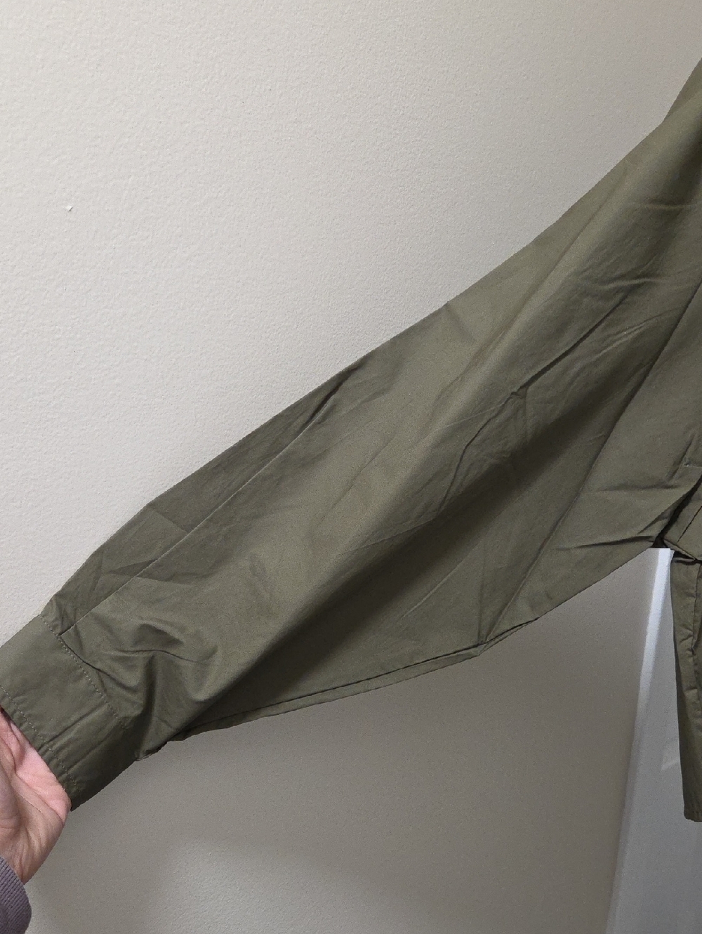 NWT Kuwalla Olive Green Cropped Button-Down Shirt | Minimalist 100% Thin Cotton - Picture 6 of 11